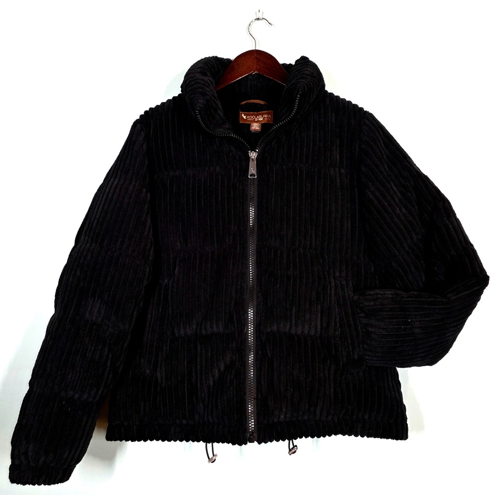 Koolaburra by UGG Womens Black Corduroy Puffer Jacket Full Zip Coat KB22744-KO S